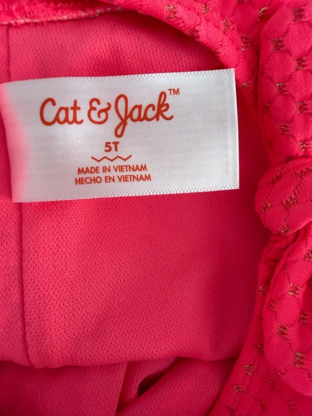 Cat & Jack Neon Pink Girls' One-Piece Swimsuit Size 5T